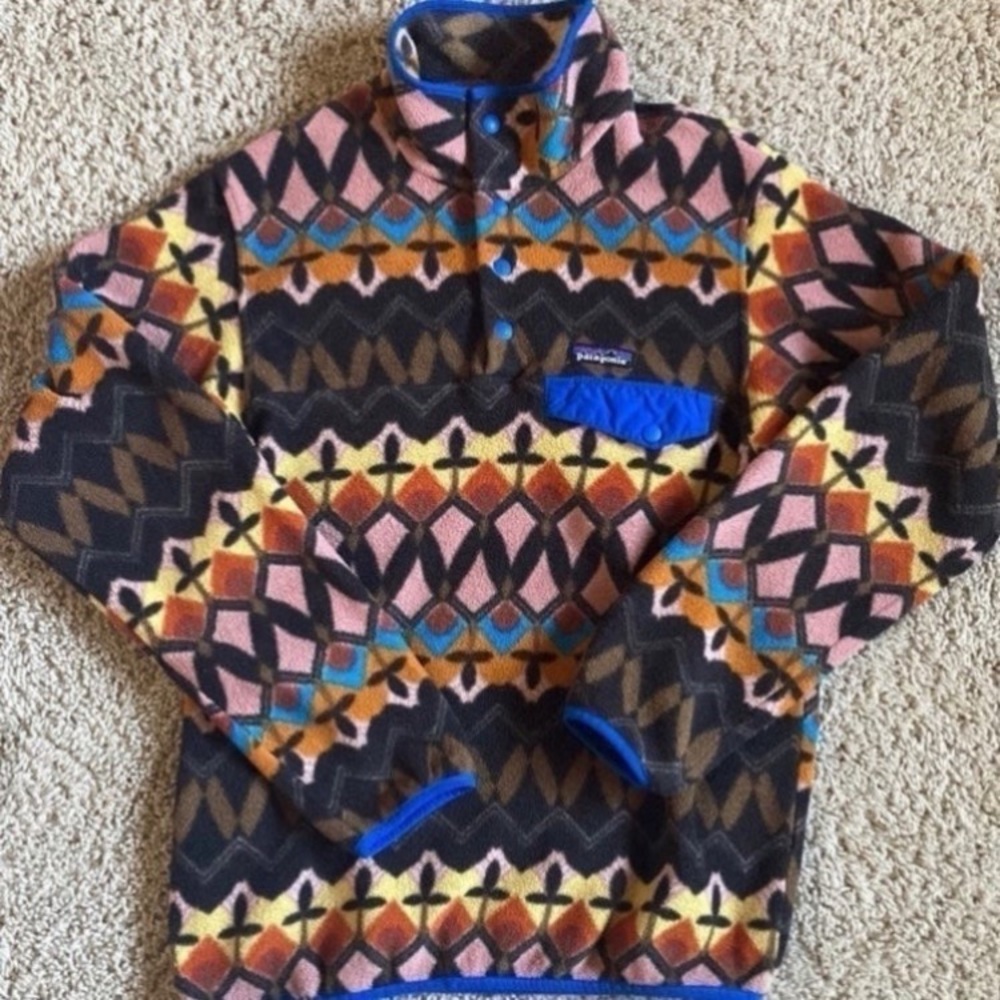 Patagonia Womens Small Fleece Synchilla Snap T Pullover Boho Vintage Anthos